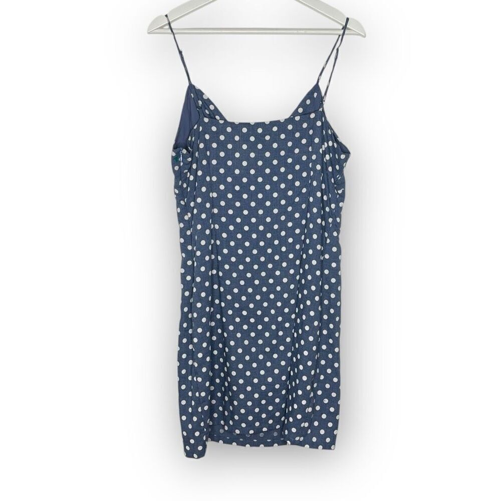 Paper Crane Polka Dot Bodycon Mini Dress Blue White Pin-Up Retro Women's Large - Picture 2 of 9